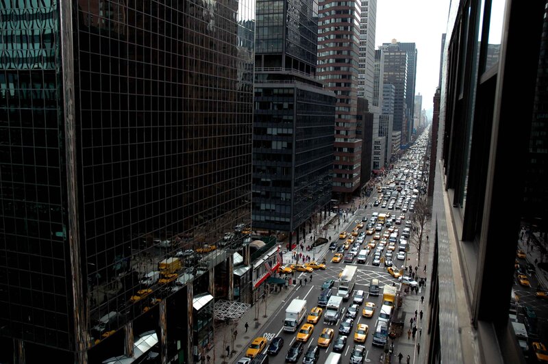 Traffic on City Street — Gray