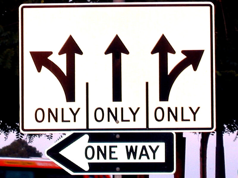 traffic sign with lane directions