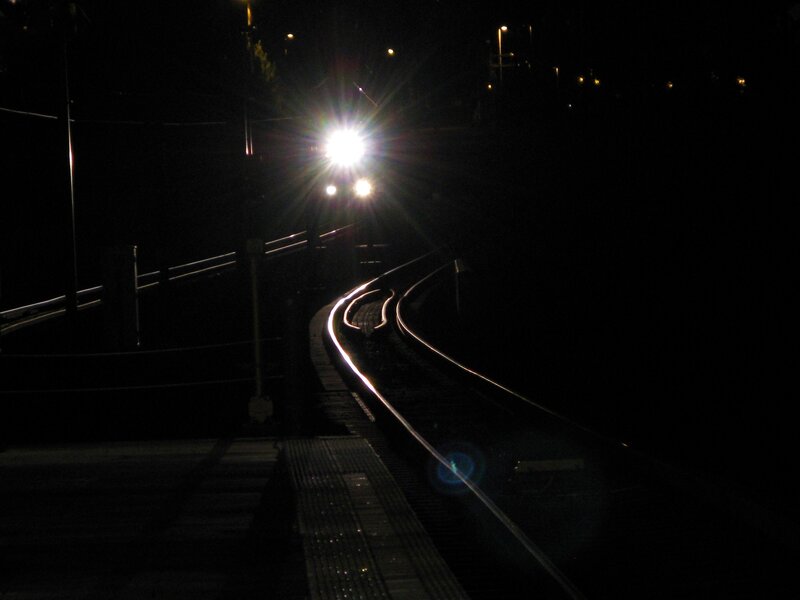 Train Approaching at Night
