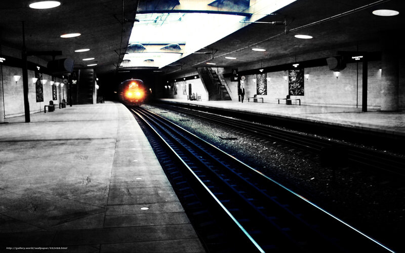 Train Approaching Station — Black, Dramatic, Night