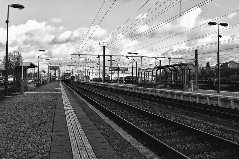 Train Approaching Station — Black