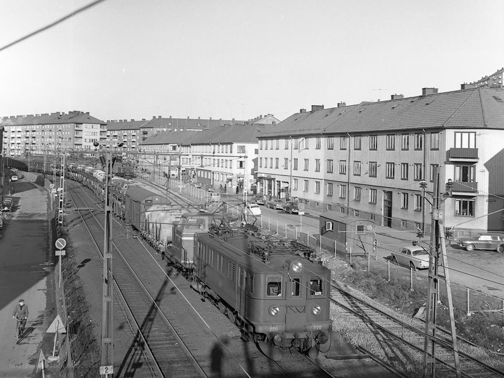 Train at a city station