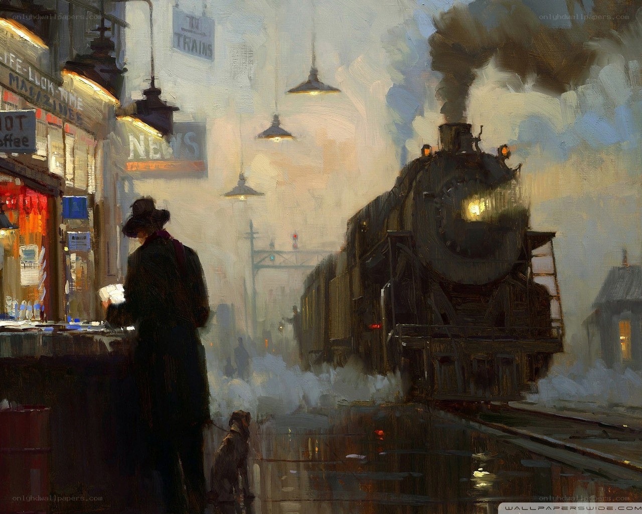 Train at a city station