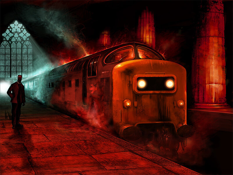 Train at a dark station