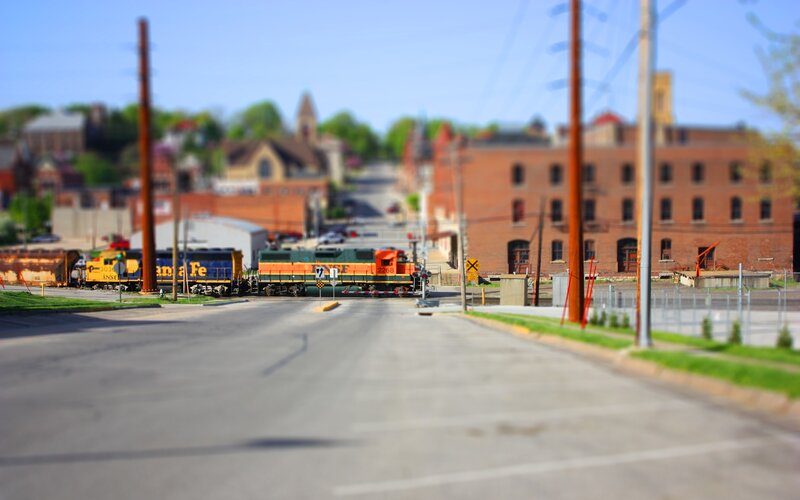 Train at a railroad crossing