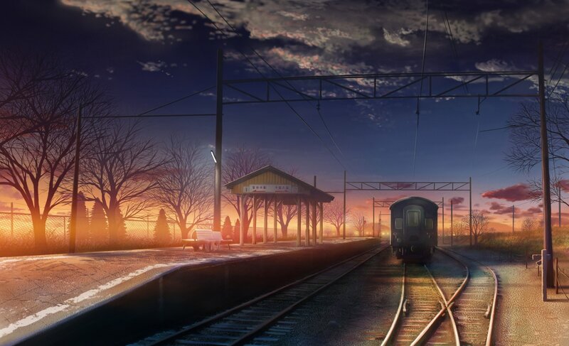 Train at a Rural Station — Orange