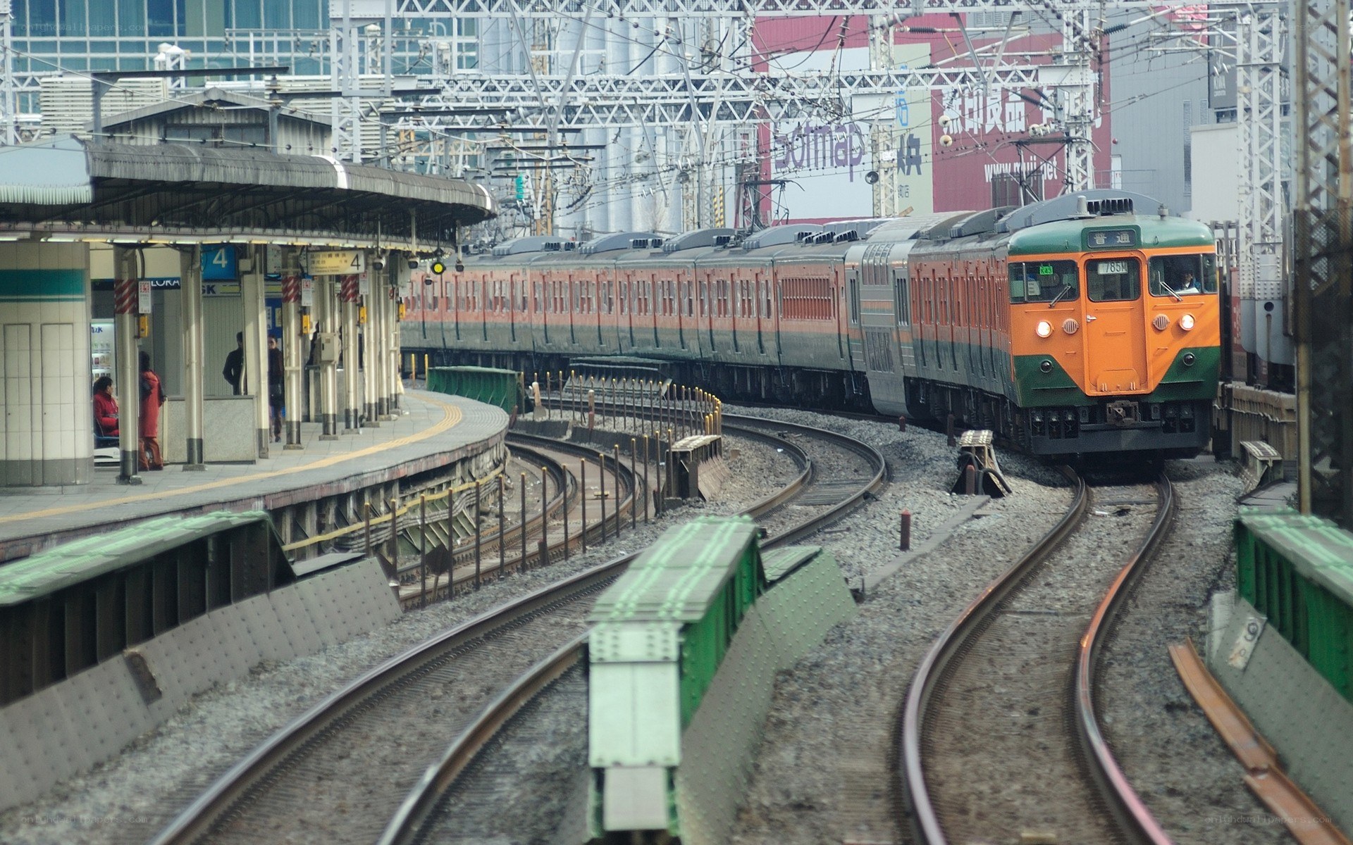 Train at a station in Japan