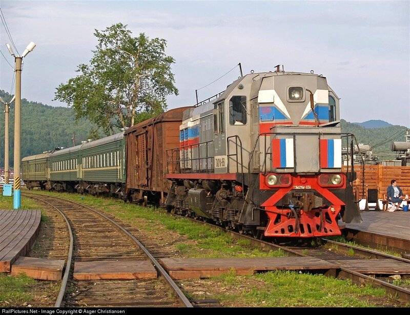 Train at a station in Russia