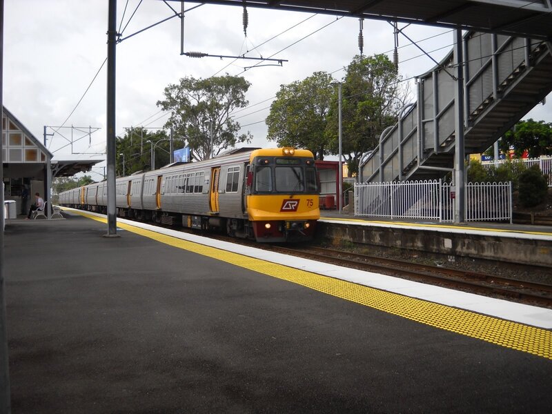 Train at a station platform