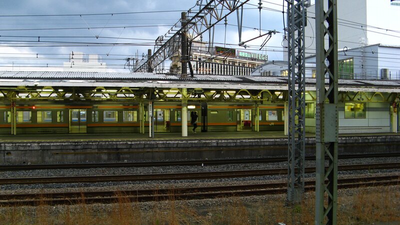 Train at a station platform