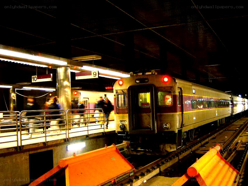 Train at a subway station