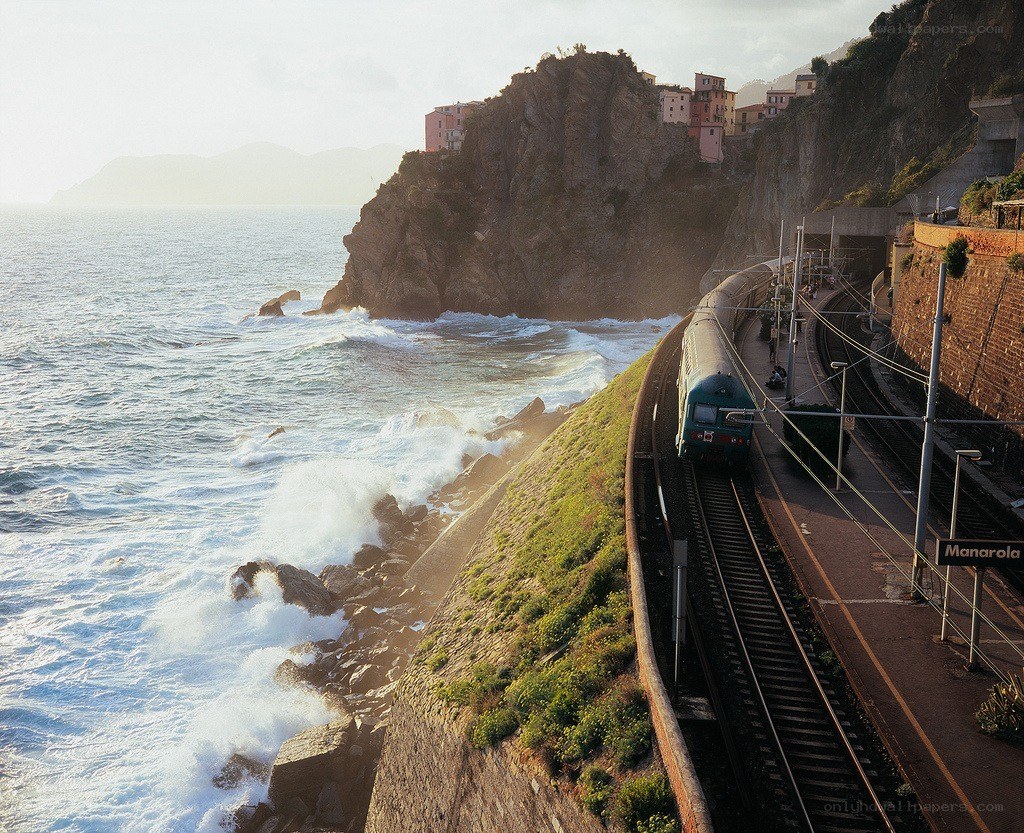 Train at coastal station