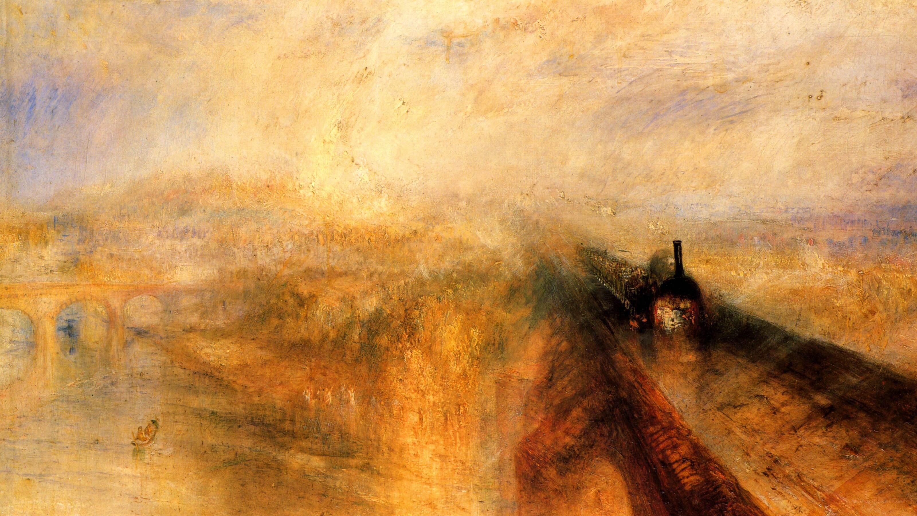 Train at dawn painting