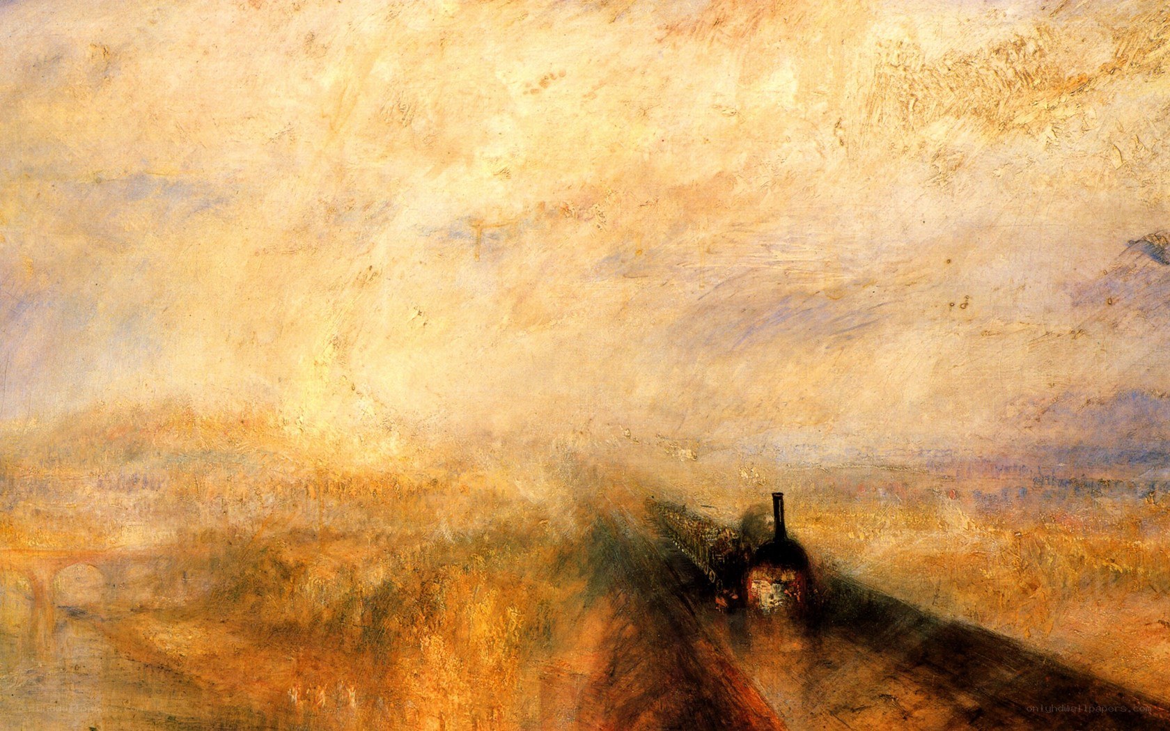 Train at dawn painting