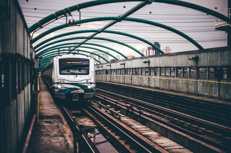 Train at elevated station