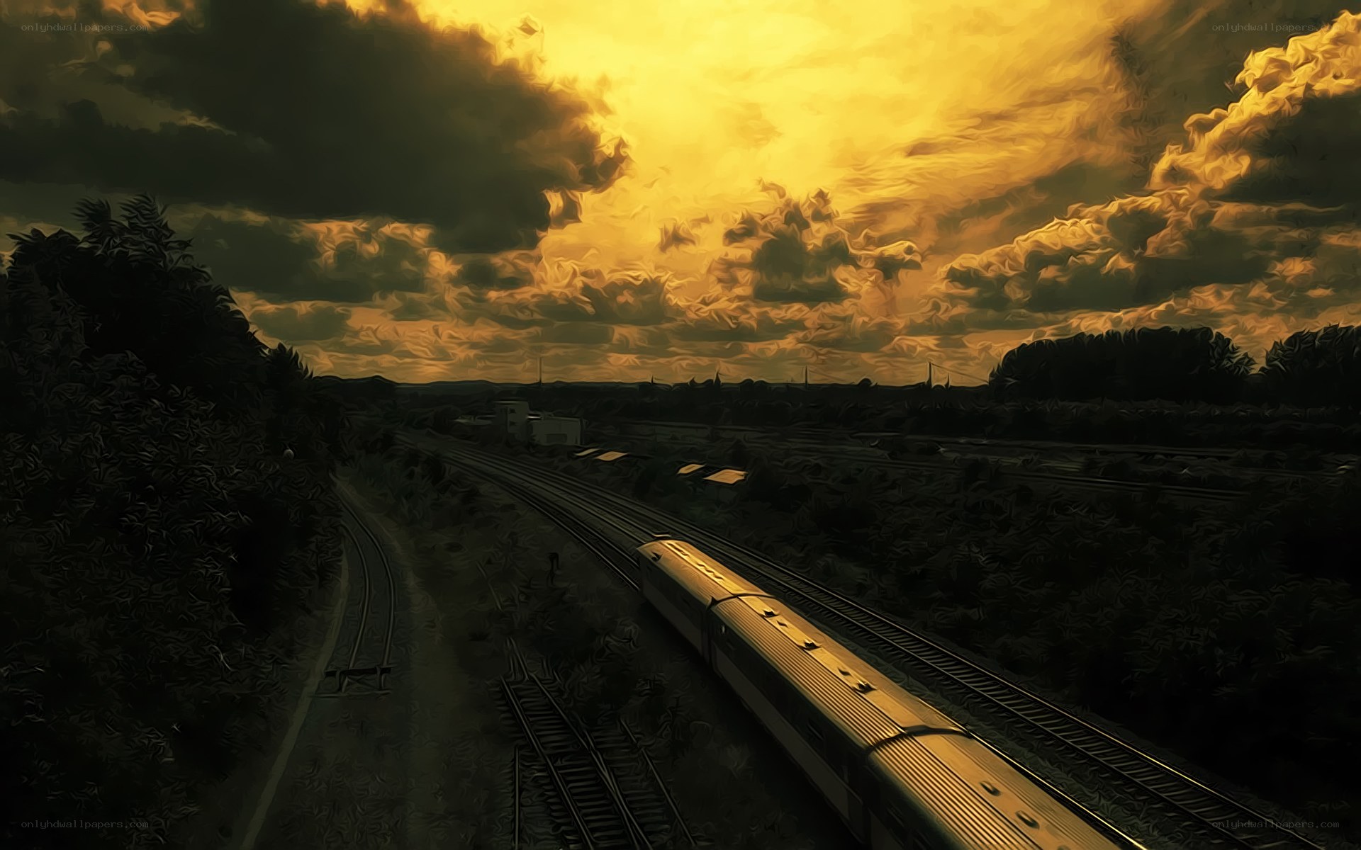 Train at golden hour