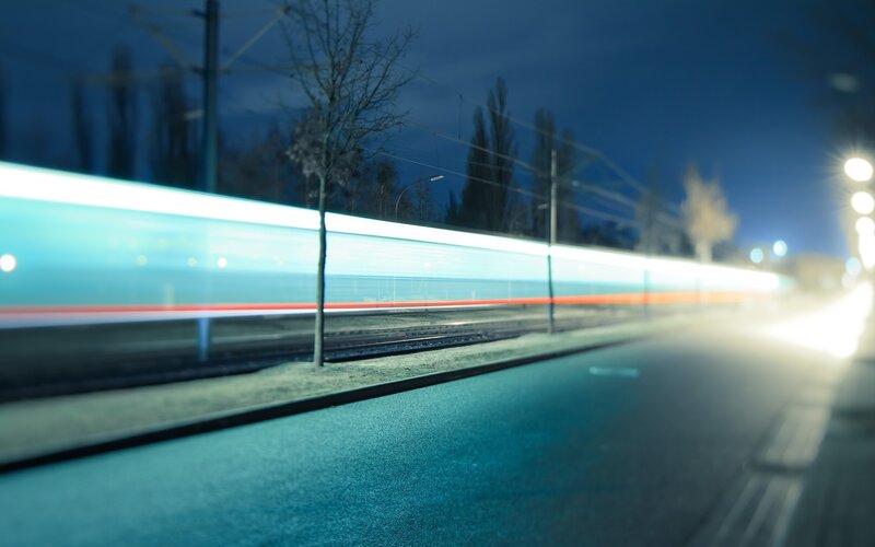 Train at Night — Blue, Calm