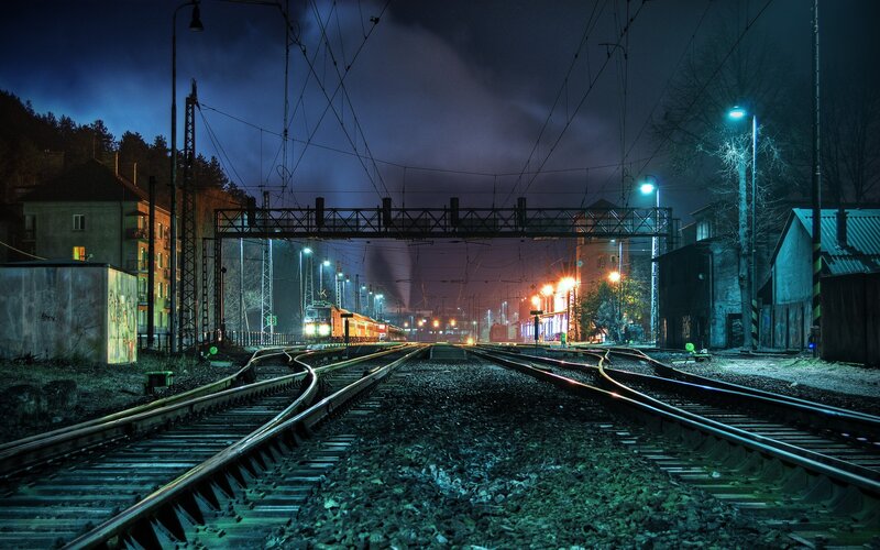 Train at Night — Blue, Dramatic