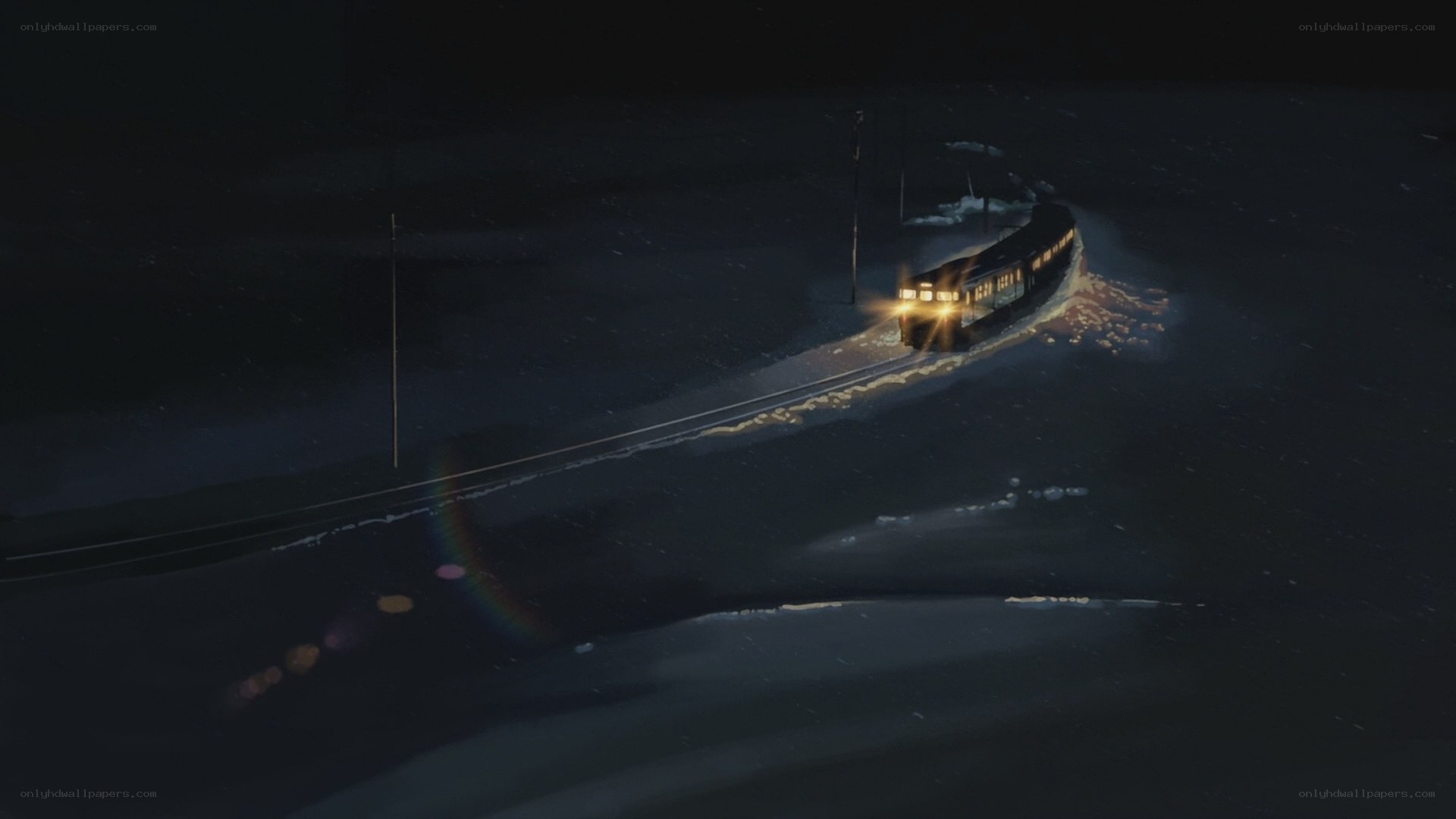 Train at night in snow