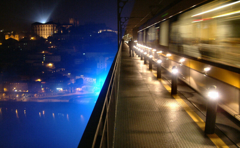 Train at Night Station — Blue