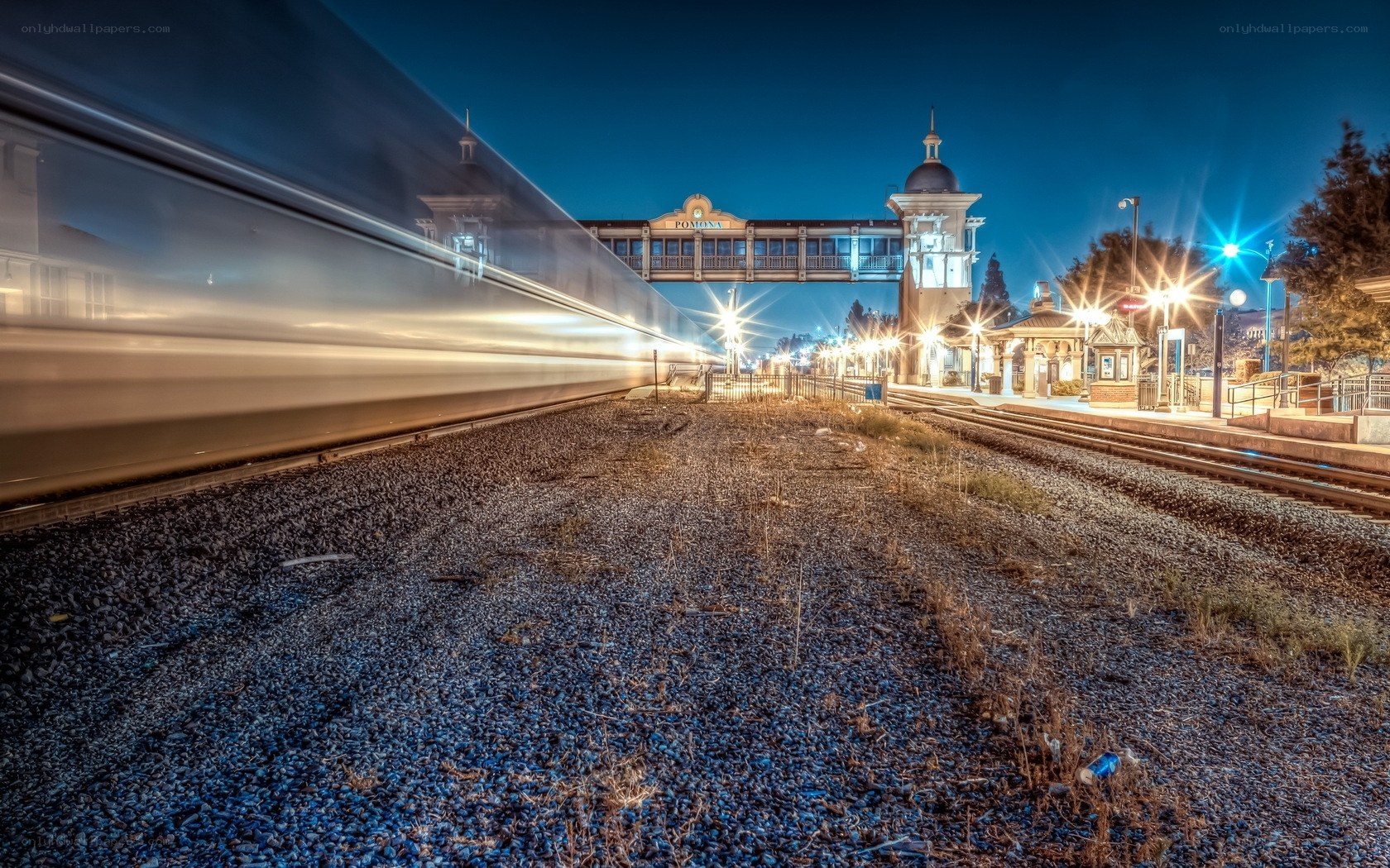 Train at Pomona Station at Night
