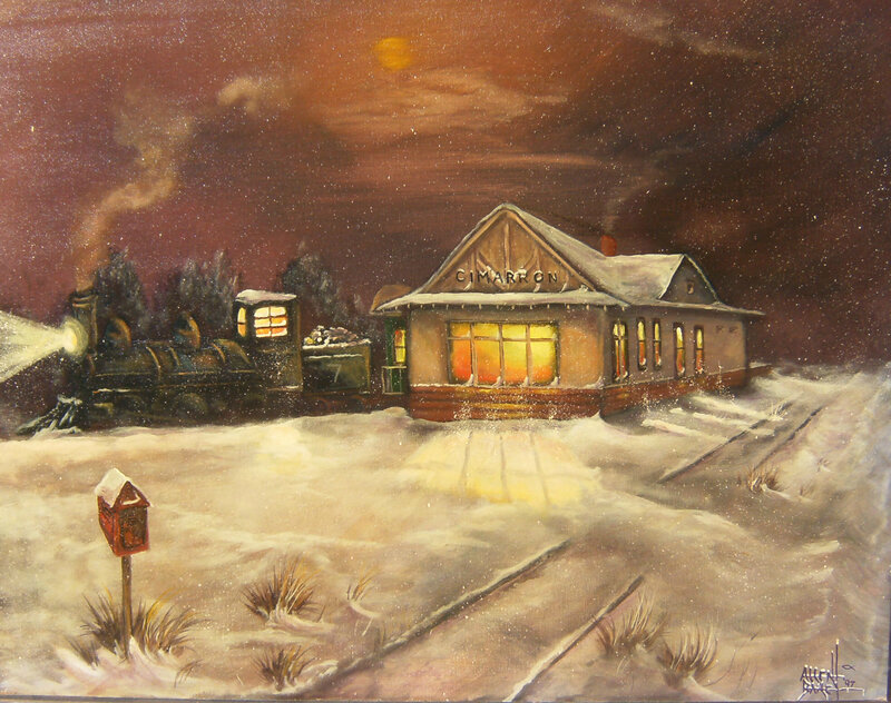 Train at Snowy Station — Brown