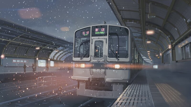 Train at Snowy Station — Gray, Serene, Quiet