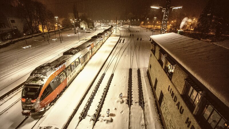 Train at Snowy Station — White, Cold