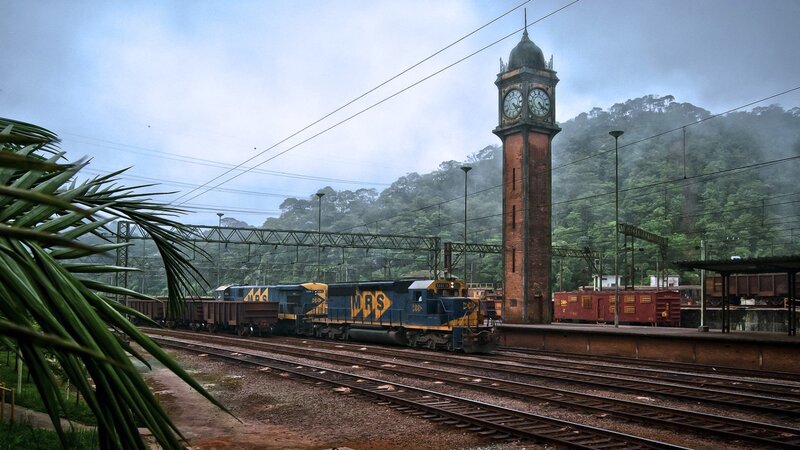 Train at Station — Blue, Overcast