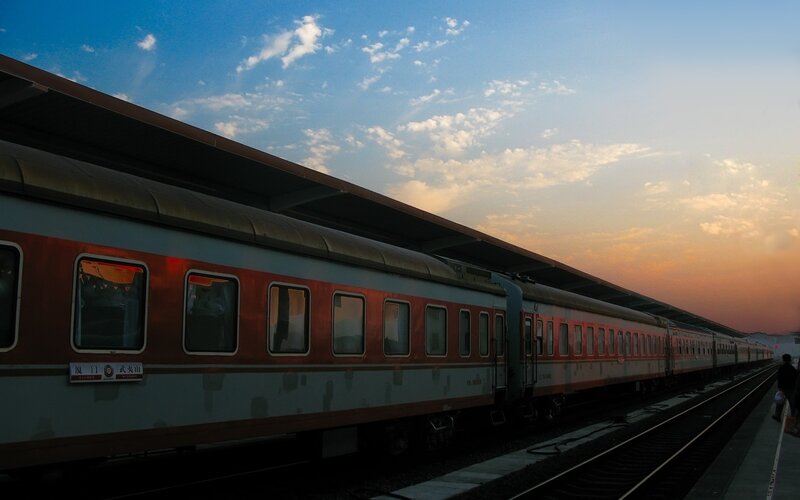 Train at Station — Blue