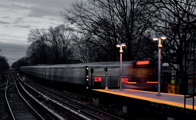 Train at Station — Gray, Dramatic
