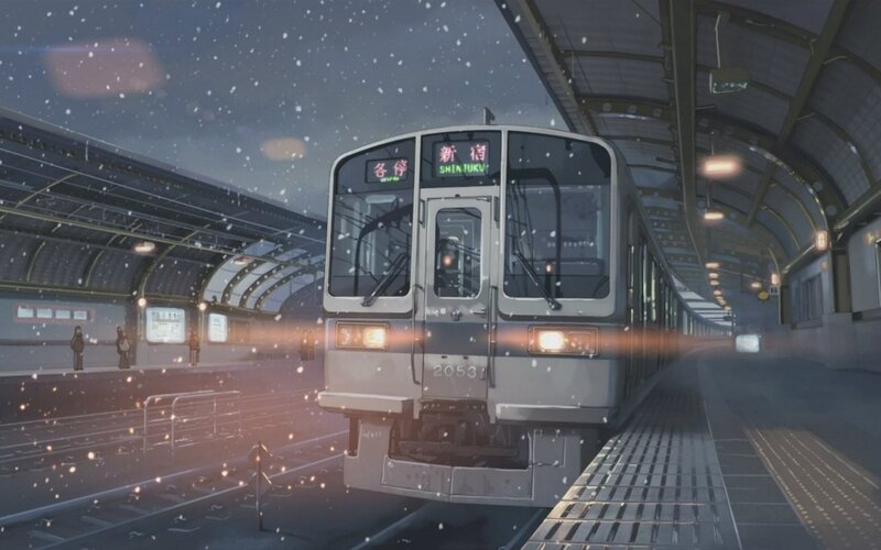 Train at Station in Snow