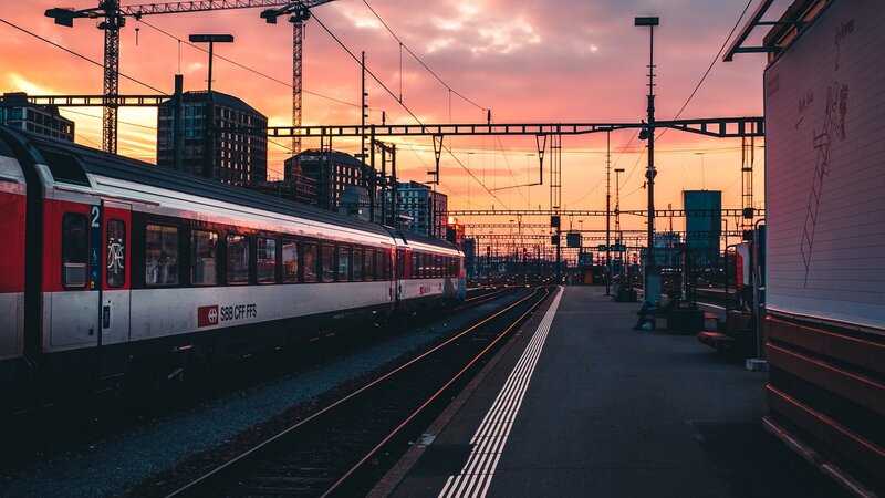 Train at Station — Orange