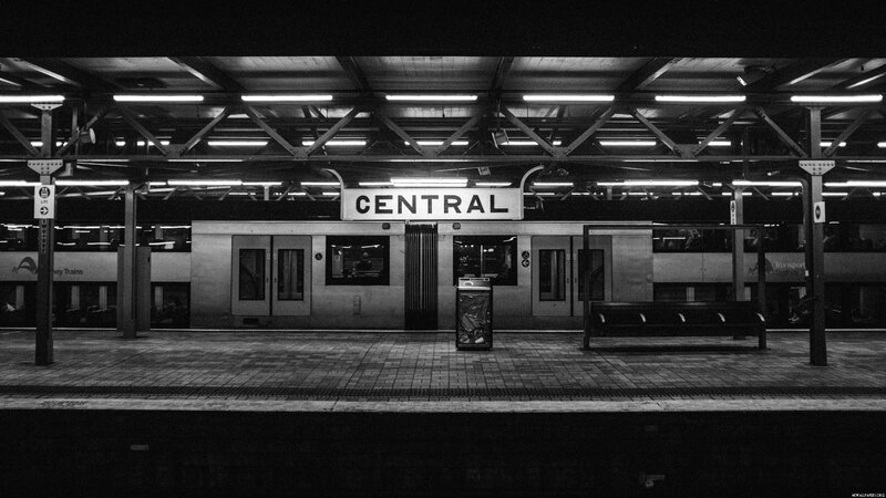 Train at Station Platform — Black