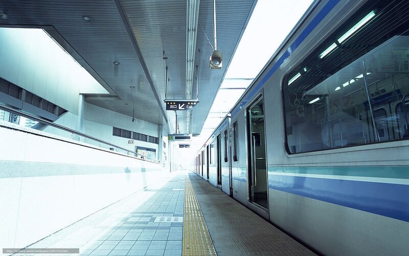 Train at Station Platform — White