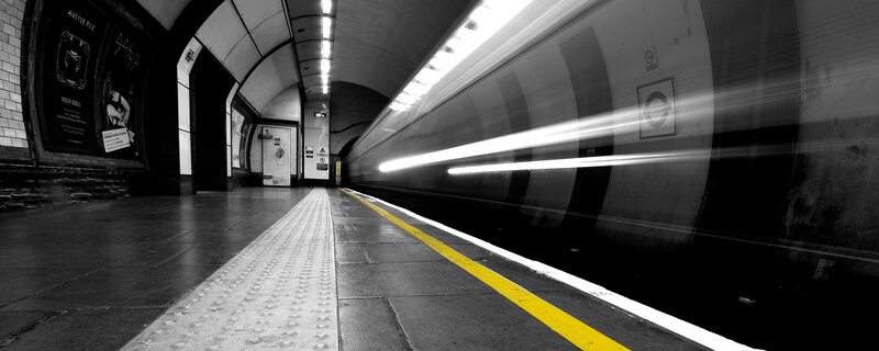 Train at Subway Station — Black, Dramatic