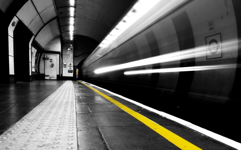 Train at Subway Station — Black