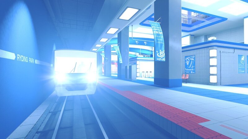 Train at Subway Station — Blue