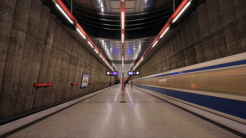 Train at Subway Station — Gray, Modern