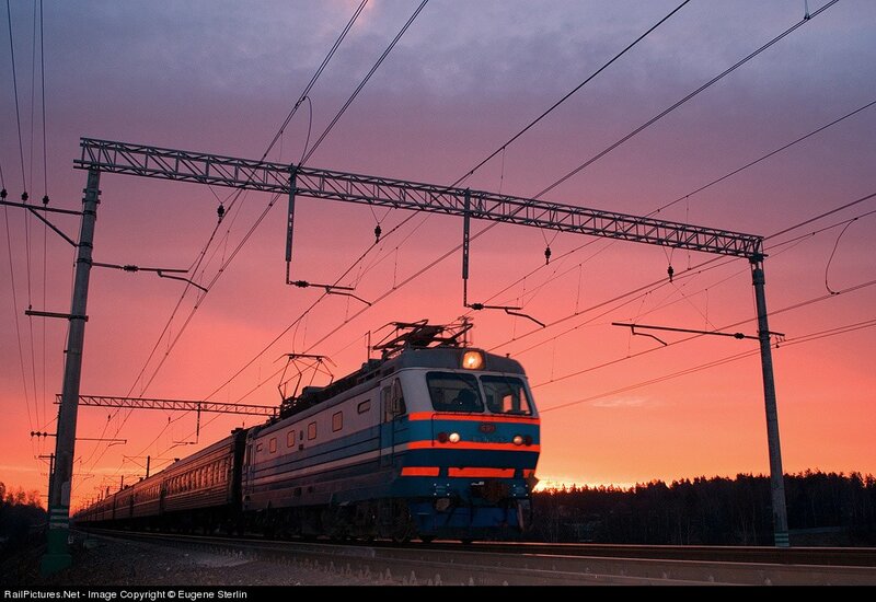 Train at sunset