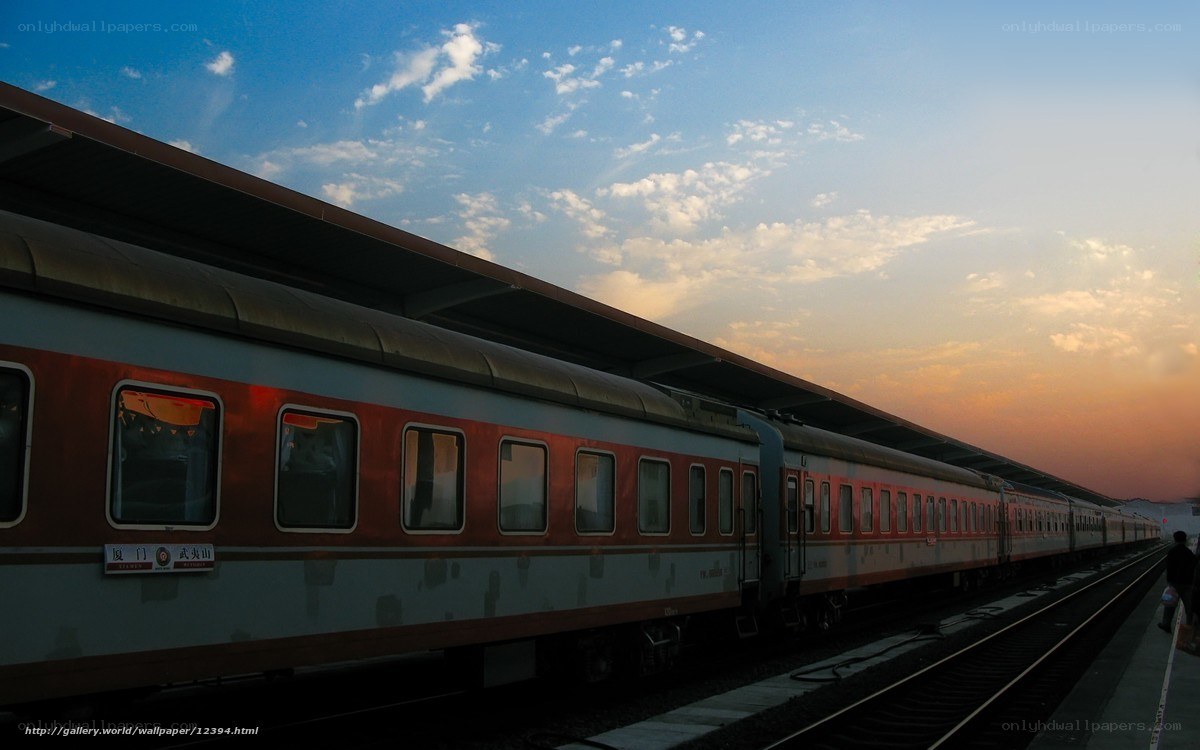 Train at sunset station