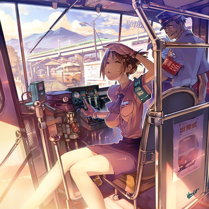 Train conductor at station