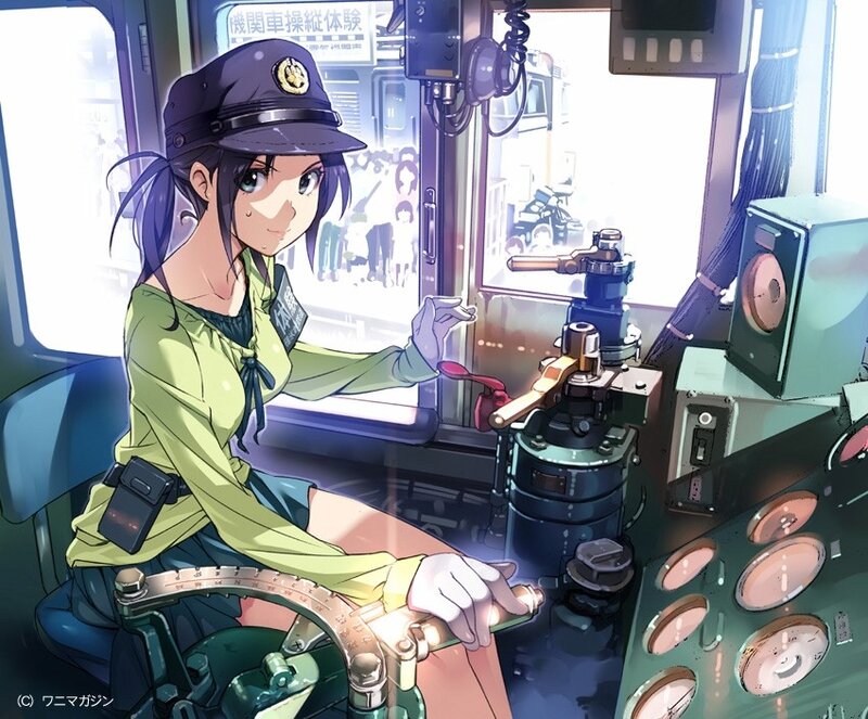 Train conductor in the cab