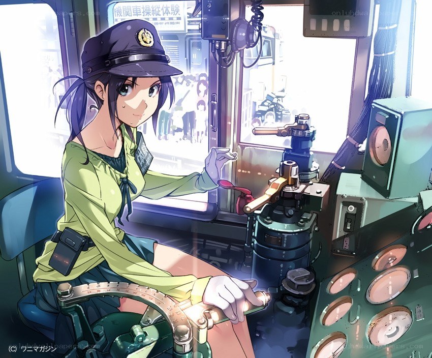 Train conductor in the cab
