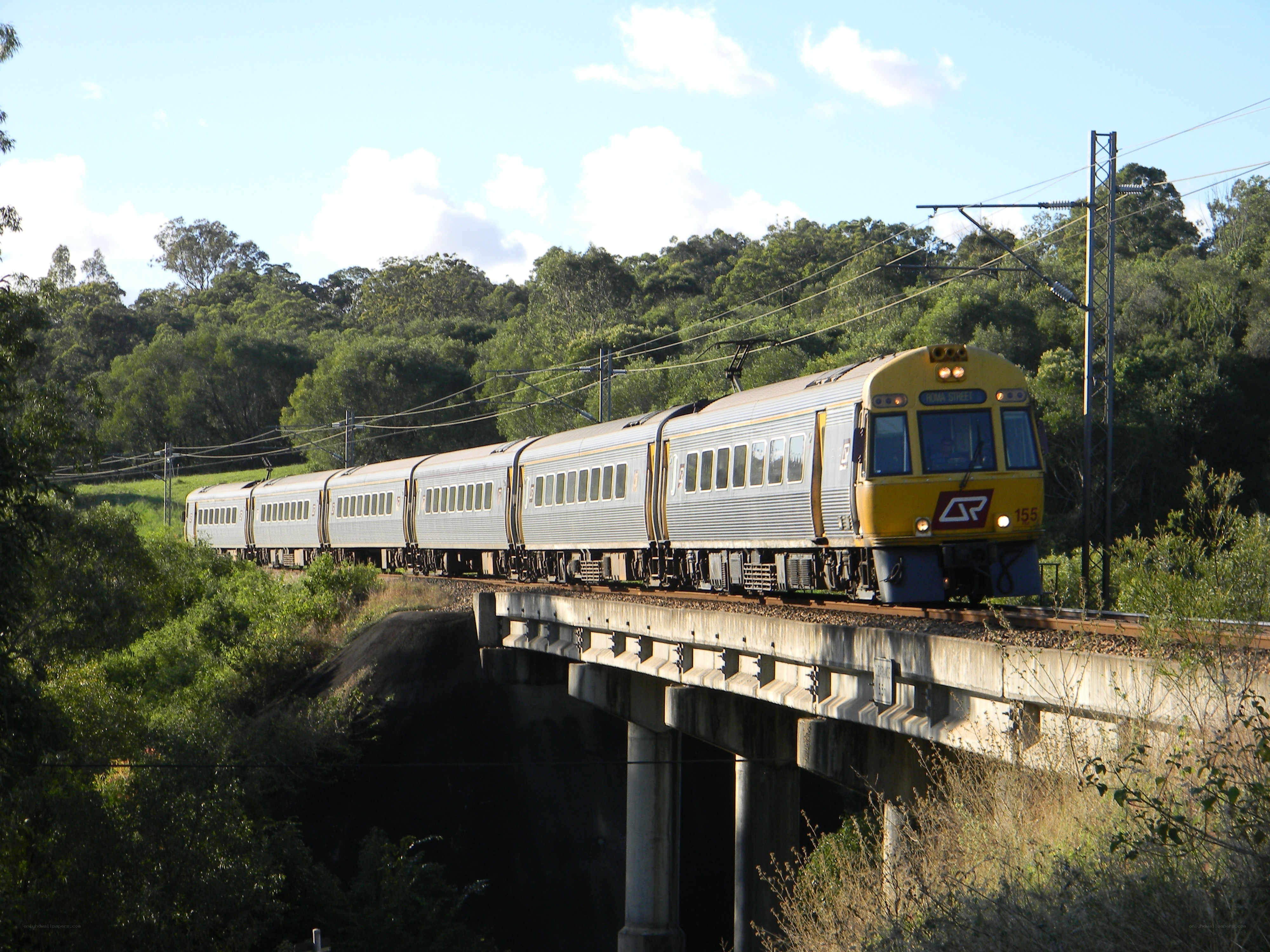 Train crossing a bridge