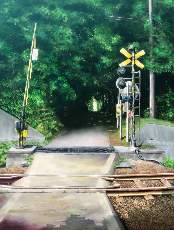 Train crossing in a forest tunnel