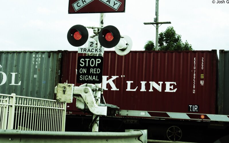 Train crossing with red signal