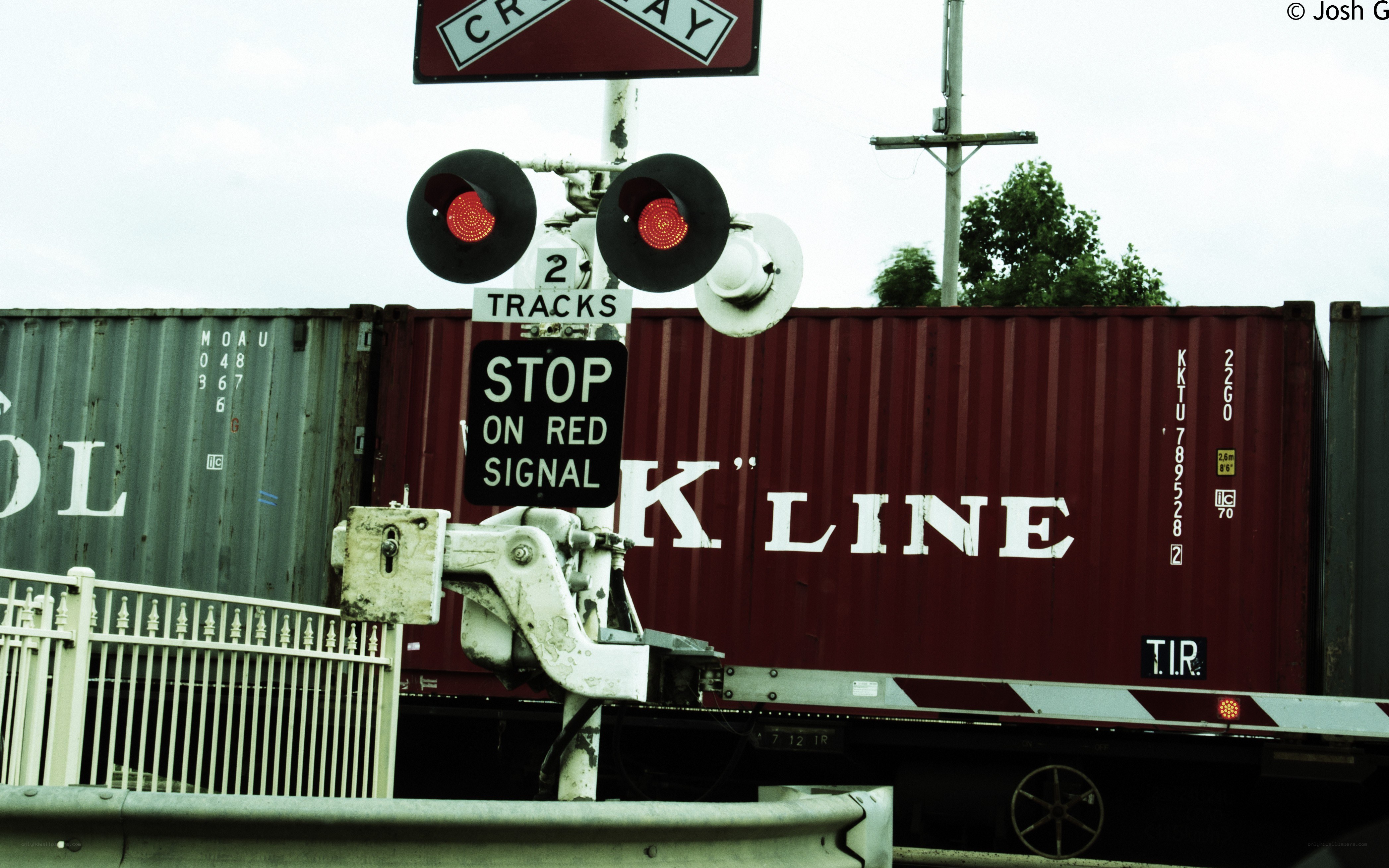 Train crossing with red signal