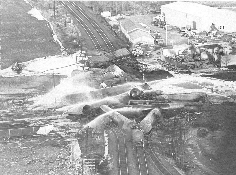 Train derailment and fire