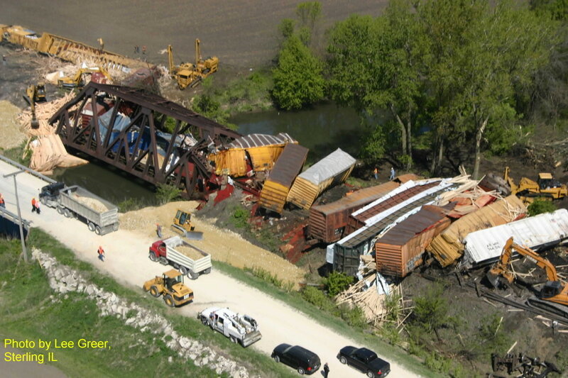 Train derailment on bridge
